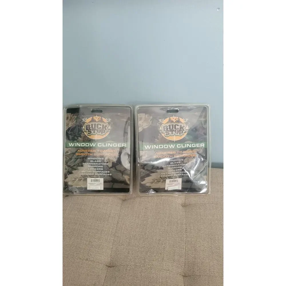 Lot of 2 Buck Stop Deer Antler Window Clingers – Novelty Hunting Car Truck Decor